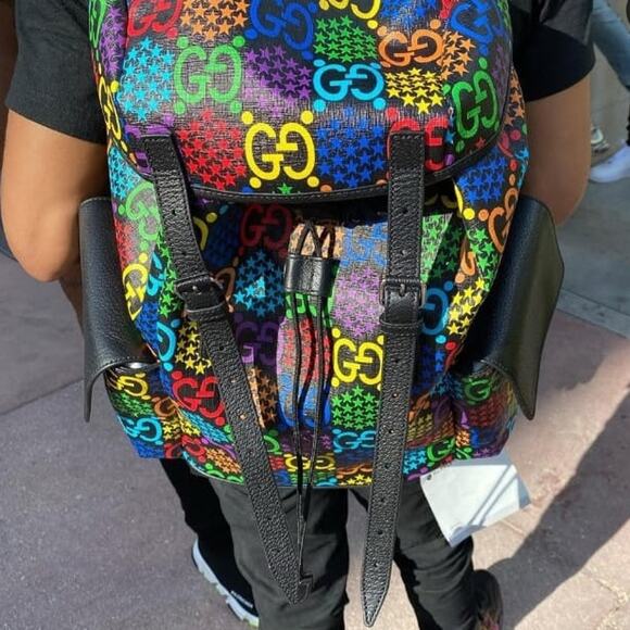 💎✨ Authentic Gucci GG Supreme Monogram Psychedelic Double Backpack - Picture 1 of 5